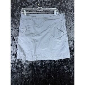 Athleta Mini Skirt Womens 6/S Gray Zip Pockets Stretch Waist Drawstring Athletic